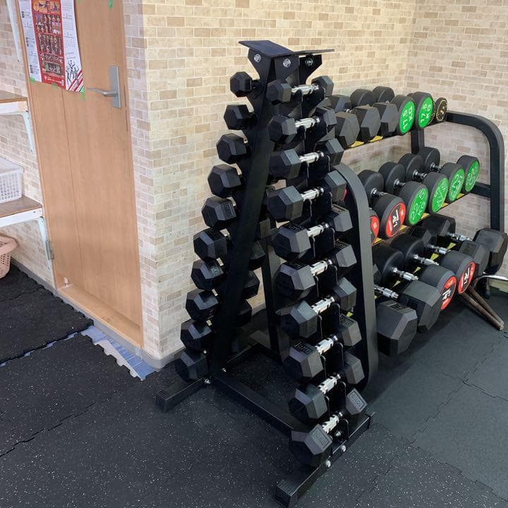 ダンベルスタンド& ヘックスラバーダンベル　1kgから10kg