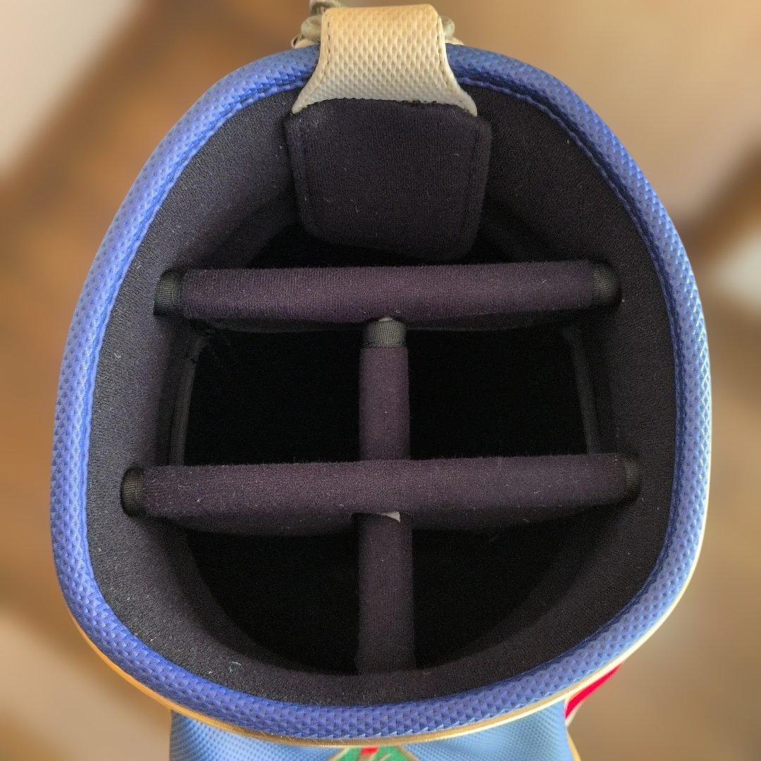 ※タバコ臭付着・黄ばみ色あせ汚れ切れ擦れ有りジャンボ尾崎プロ太陽 キャディバッグ