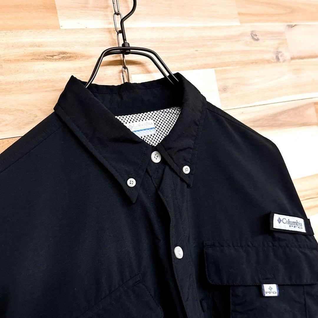 【コロンビア】PFG フィッシング 長袖シャツ 釣り 渓流 海 M 黒×グレー