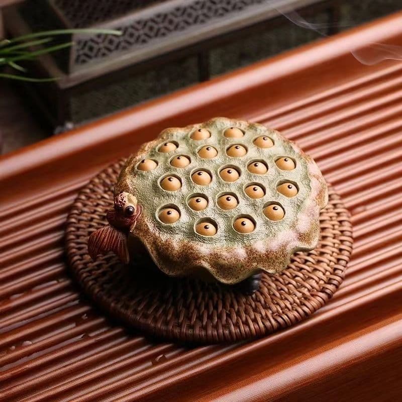 金魚莲蓬紫砂  茶道具      香道具   装飾品   工芸品 美術品 置物