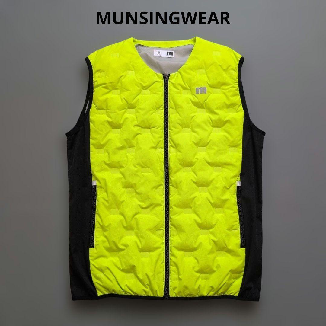 【美品】マンシングウェアゴルフ　フルジップノーカラーダウンベスト　LL