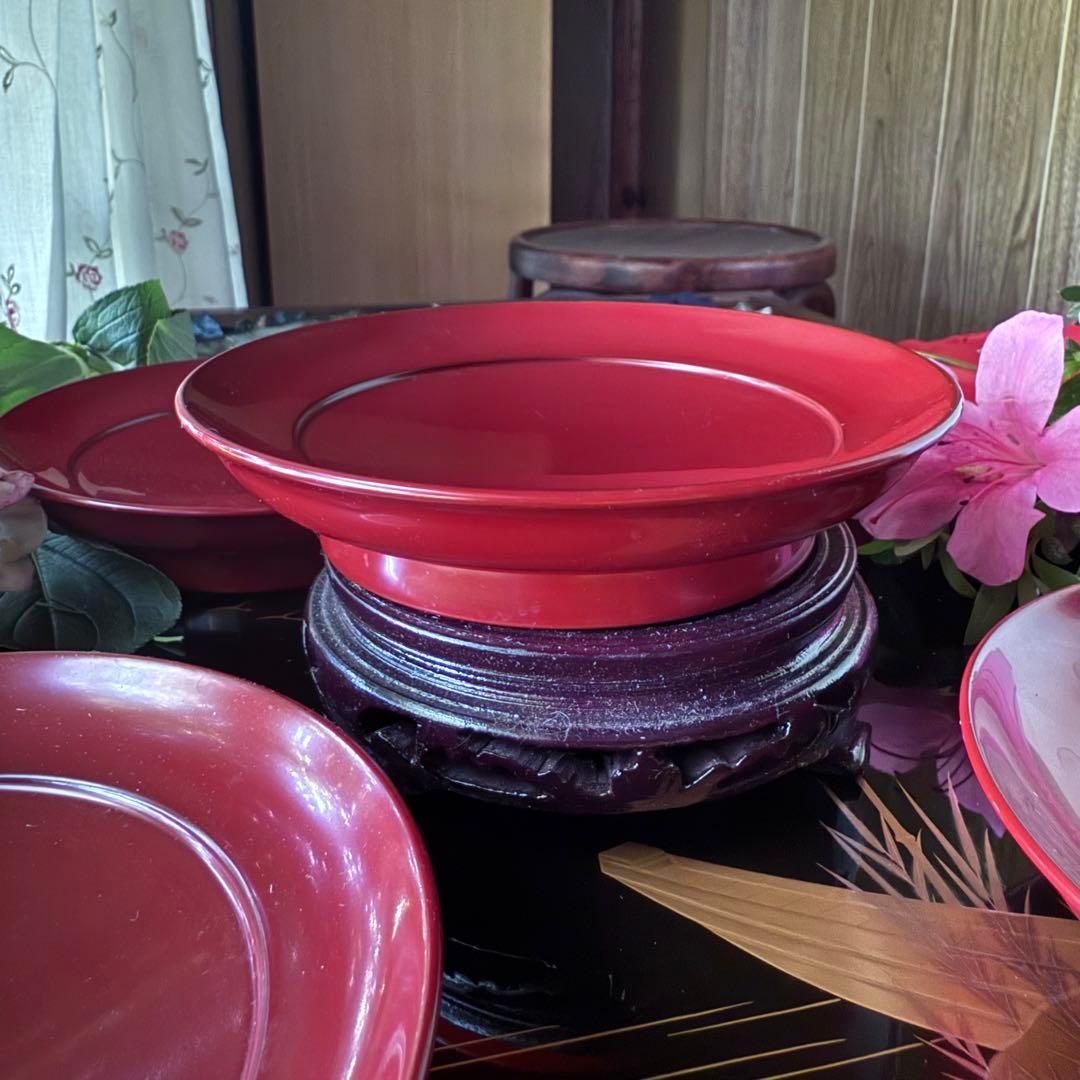 2168様感謝‼️愛蔵品渾身のJAPAN WAJIMA 輪島 塗師特製在銘椿皿5客