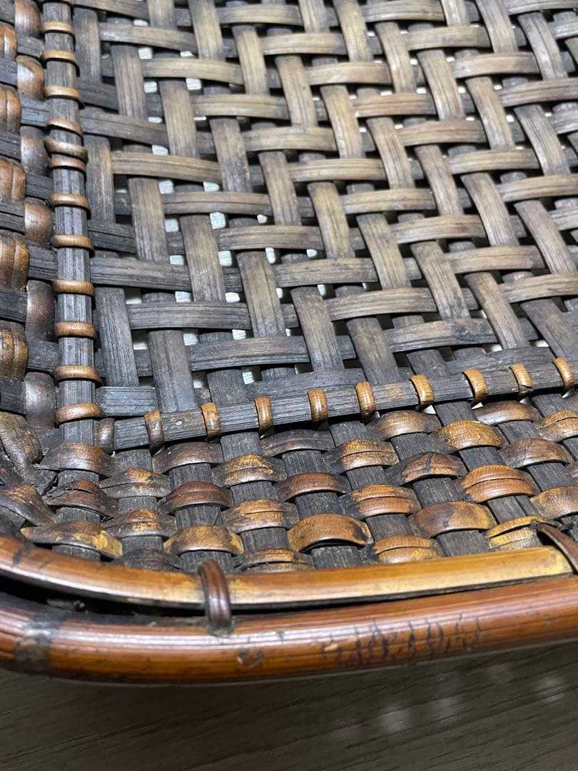 アンティーク 花籠／古道具 花器／竹籠 バスケット（山葡萄系素材？） 伝統工芸
