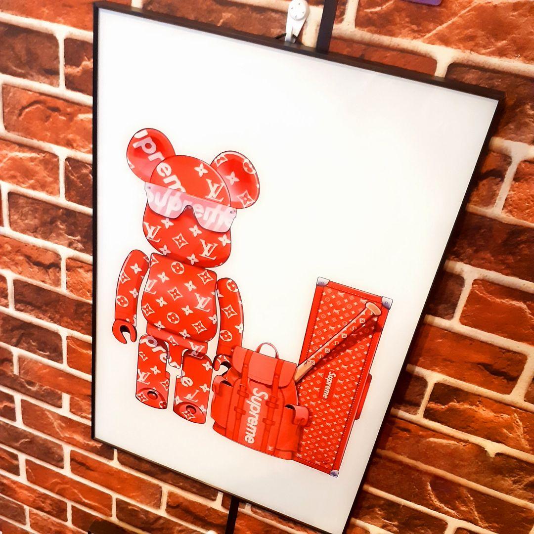 特殊ミラーアート　ベアブリック　Louis Vuitton　Supreme