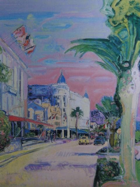 大前博士、【カンヌ好日】、希少画集画、状態良好、旅情、風景、新品額 額装付