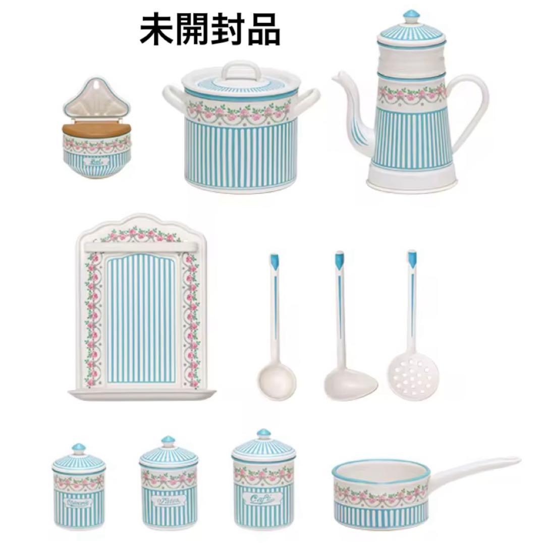 BB社ローズガーランド風　ブルーストライプ　フランスアンティーク　ミニチュア