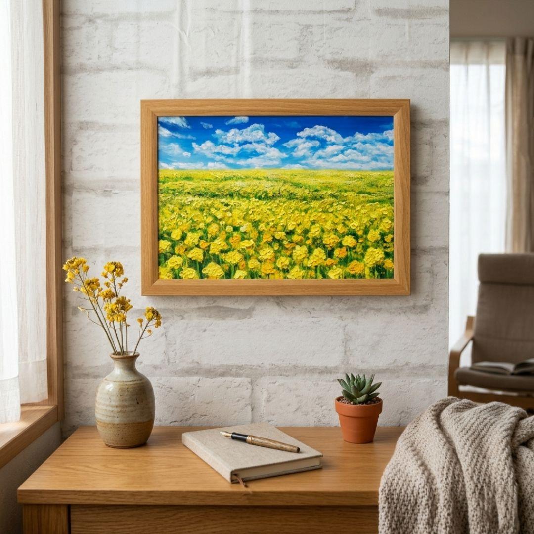 油絵 油彩 油彩画 絵 絵画【菜の花の丘】