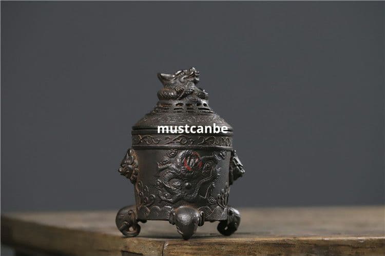 鉄器 香炉 象脚獣頭香炉 竜形盤香炉 香道具 工芸品 置物