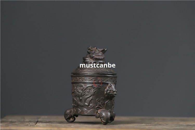 鉄器 香炉 象脚獣頭香炉 竜形盤香炉 香道具 工芸品 置物
