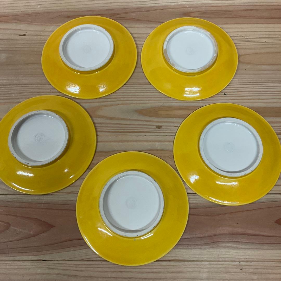 永楽善五郎　黄交趾菊唐草銘々皿　5客揃え