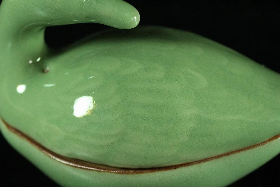 眞清水蔵六作 青磁 雁 香合(K-BB521)