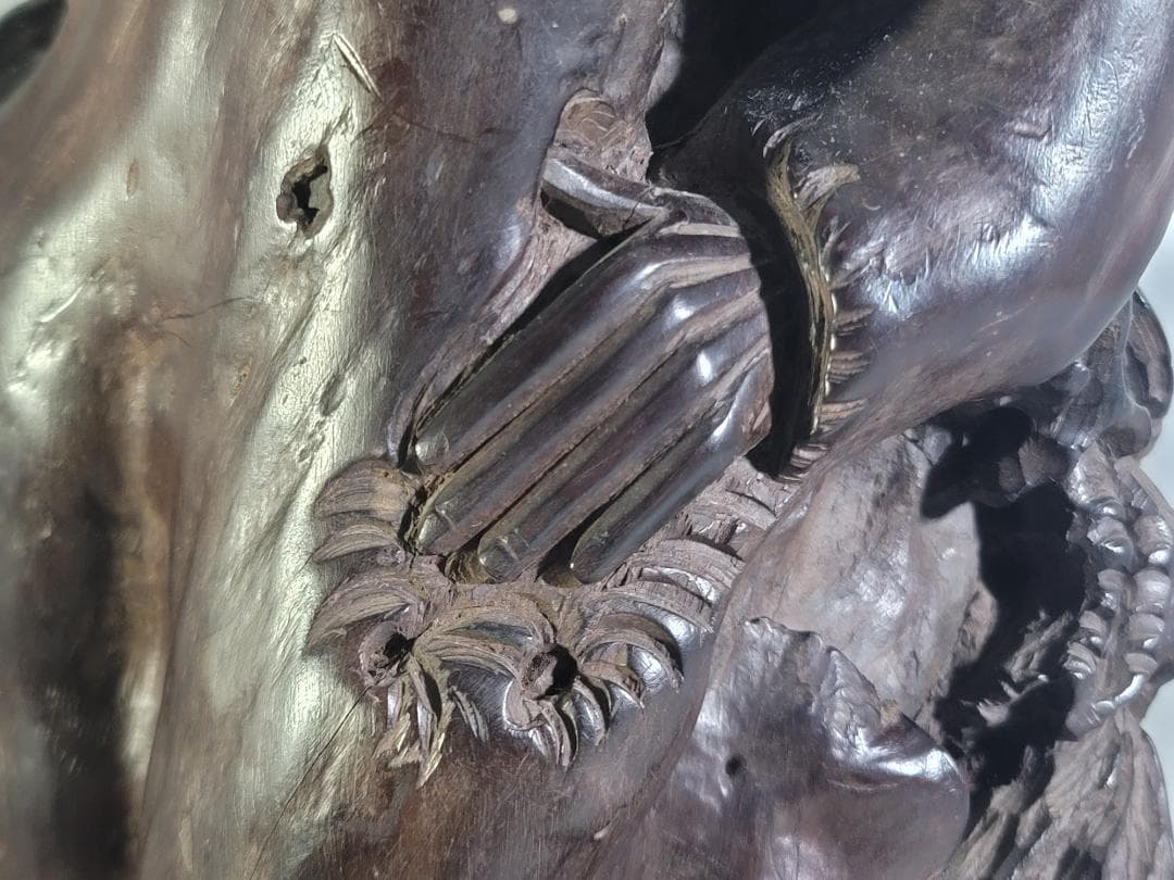 中国美術 龍眼木 彫刻 羅漢 置物 DT375