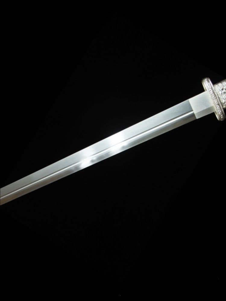 寒玉銀心環首唐横刀  武具 刀装具 日本刀 唐剣  模造刀·模擬刀  居合刀