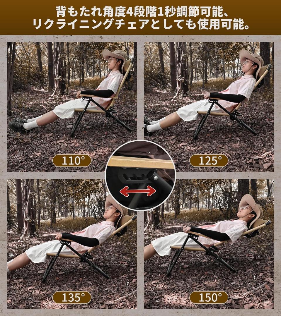 【開封・未使用】DesertFox キャンプチェア リクライニング STTJBB