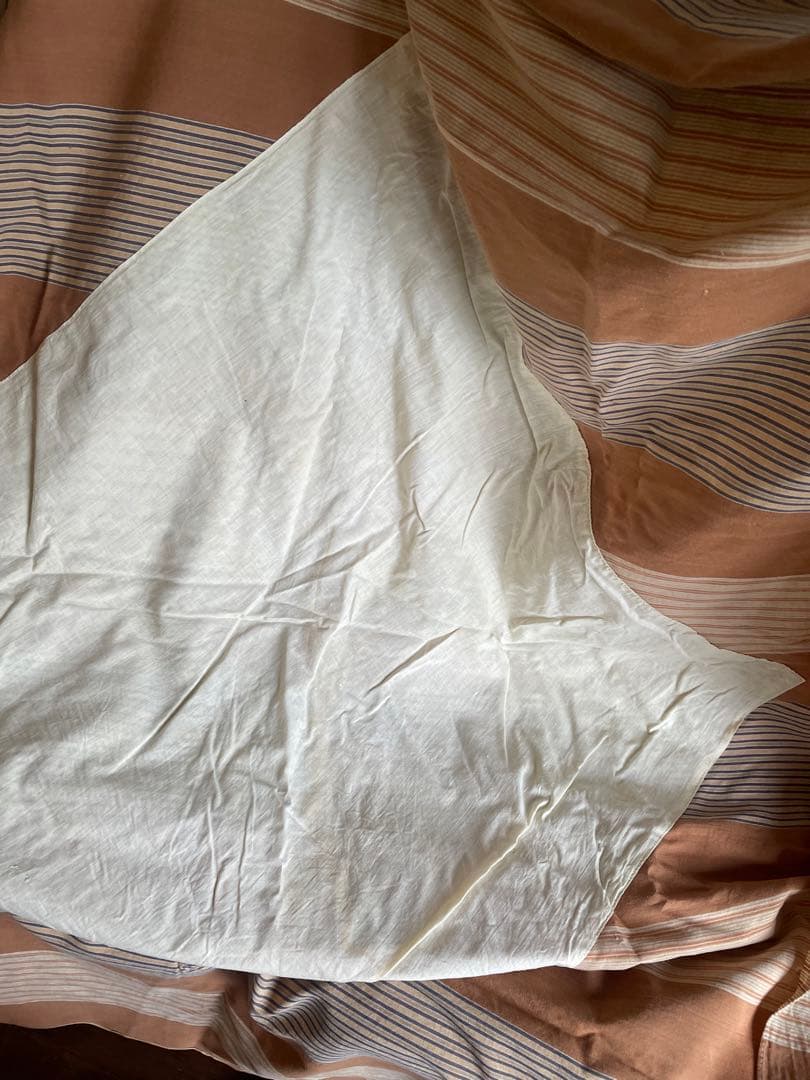 アンティーク 柿渋　ストライプ　風呂敷　綿　ティッキングリネン 173×181