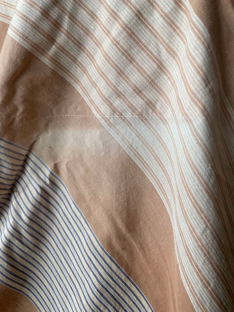 アンティーク 柿渋　ストライプ　風呂敷　綿　ティッキングリネン 173×181