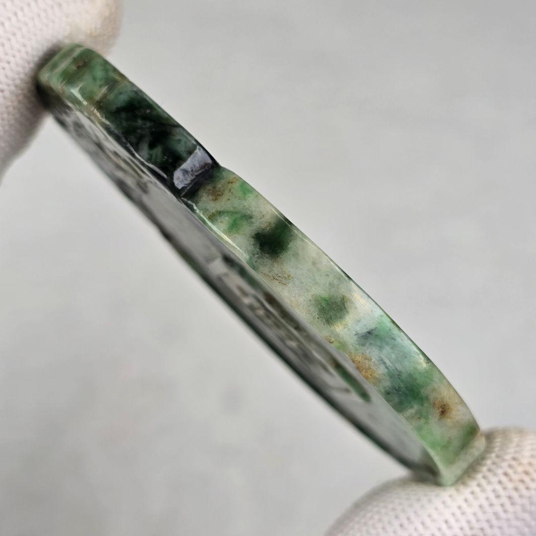 本物天然古翡翠 両面細工手彫 清 祥雲寅虎紋 玉佩 象嵌物 根付 貴重