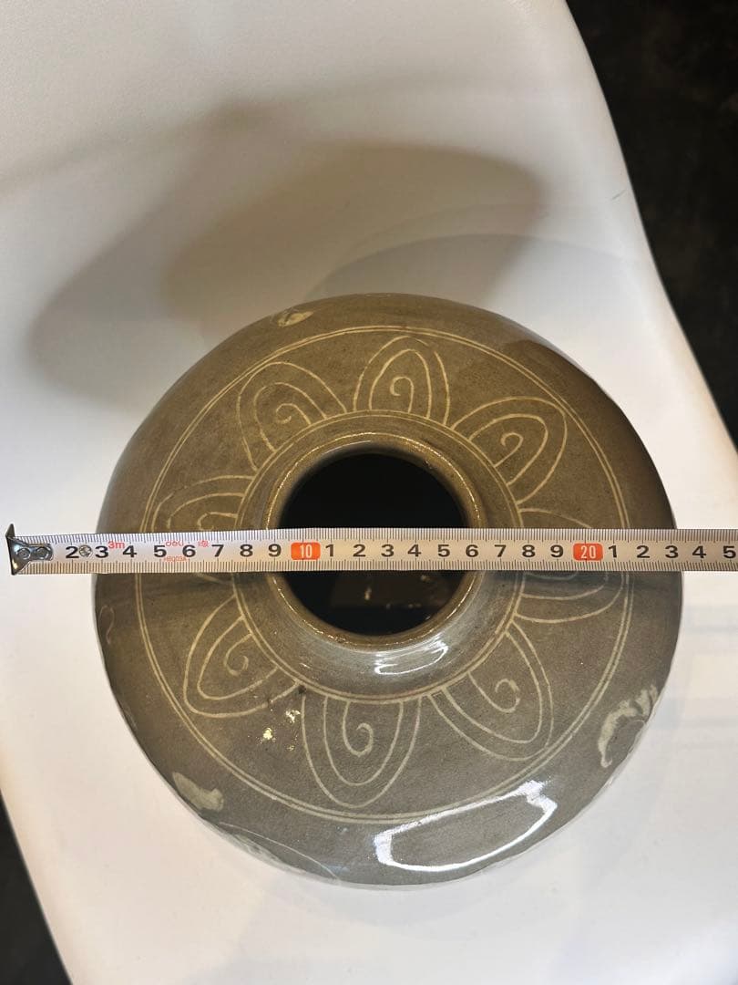 李朝 象嵌青磁 唐草文 大花瓶 古陶 古美術 骨董品 コレクション