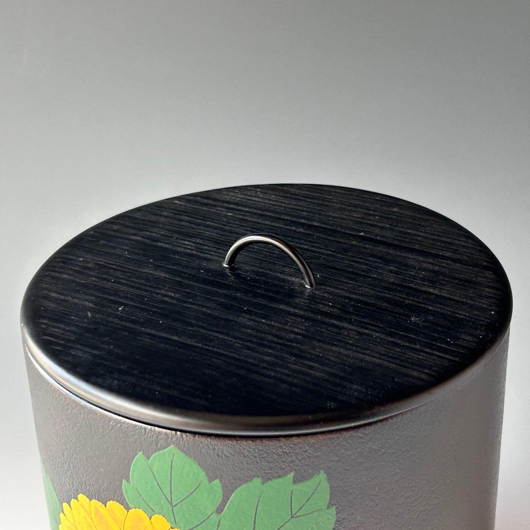 茶道具　漆器　菊絵　水指　山下甫斎　共箱　漆芸　棚　蒔絵　山中塗　茶会　稽古