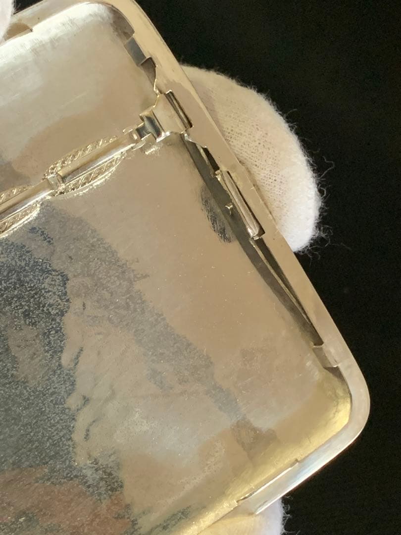 Silver950刻印 Cigarette Case 金槌目 日本製 110g