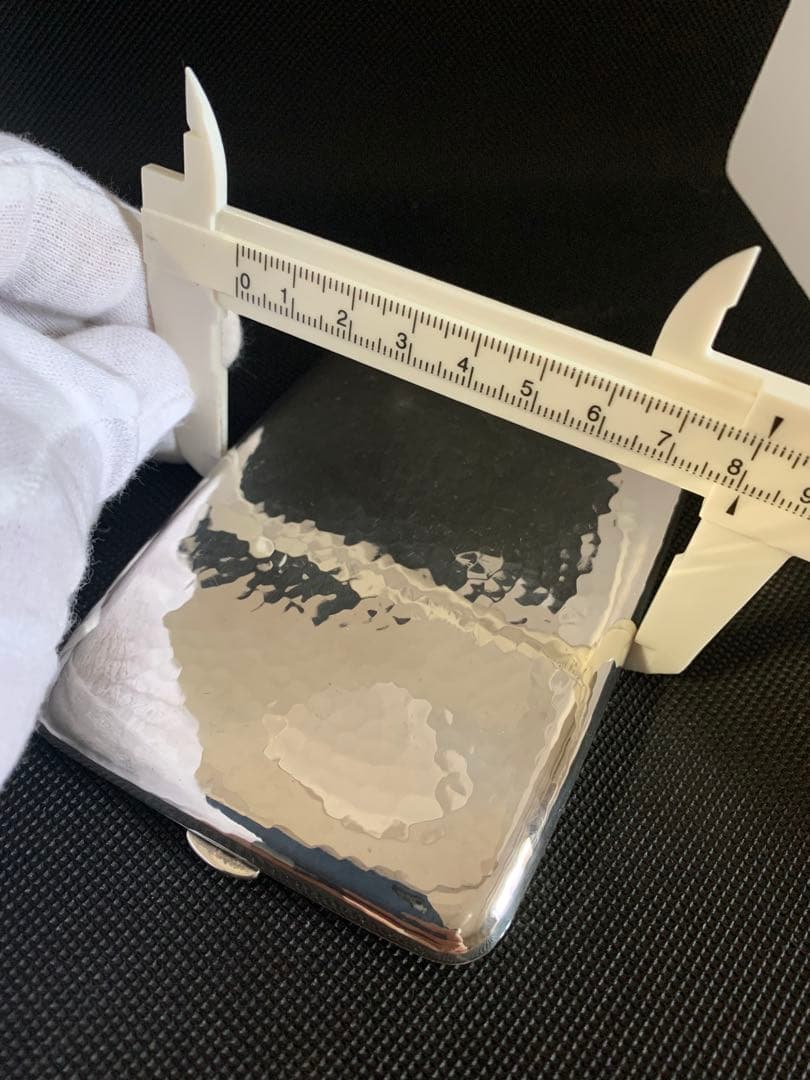 Silver950刻印 Cigarette Case 金槌目 日本製 110g