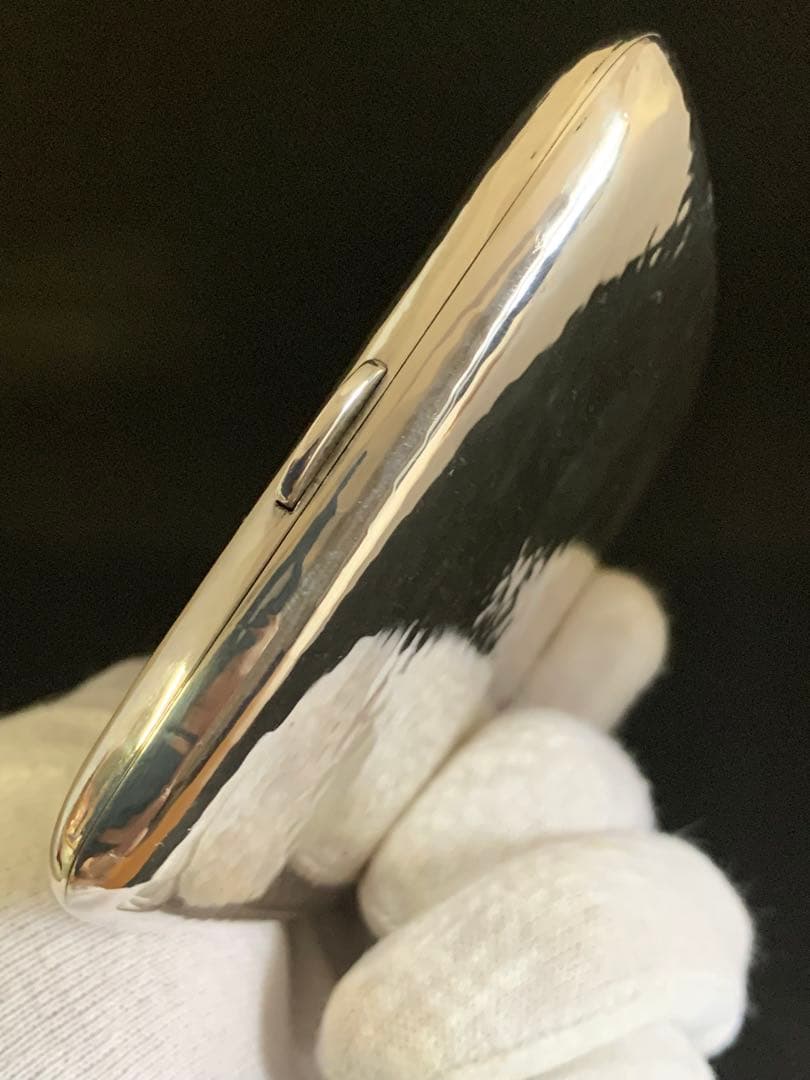 Silver950刻印 Cigarette Case 金槌目 日本製 110g