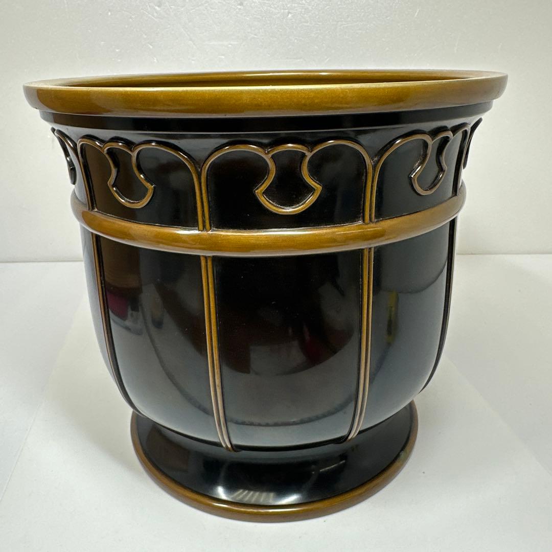 金谷五郎三郎　黒唐銅蓮萌式火鉢　共箱　トトサカ　東さ7-0421☆2F