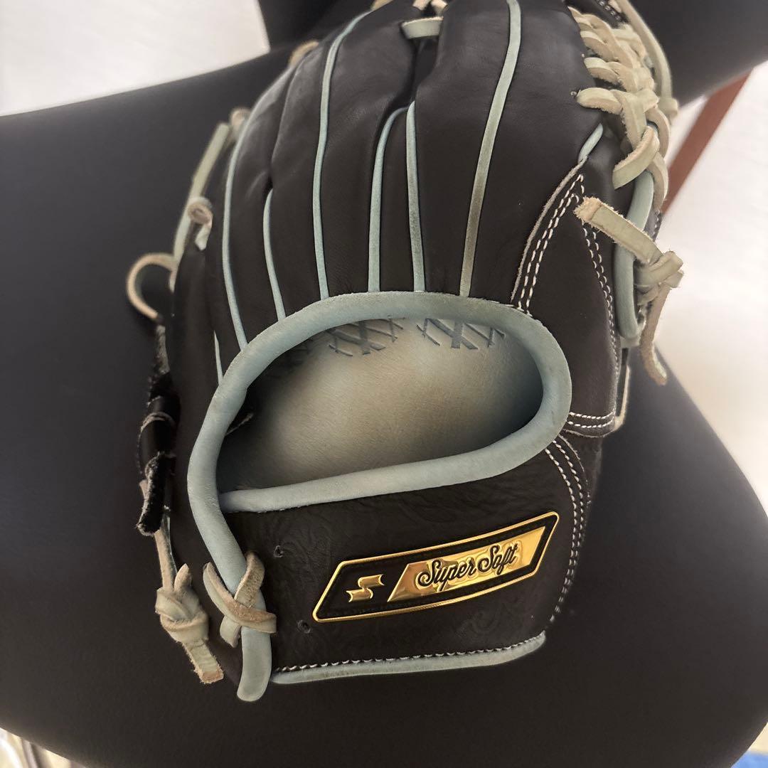 SSK Super Soft 軟式グローブ 黒/水色 外野用