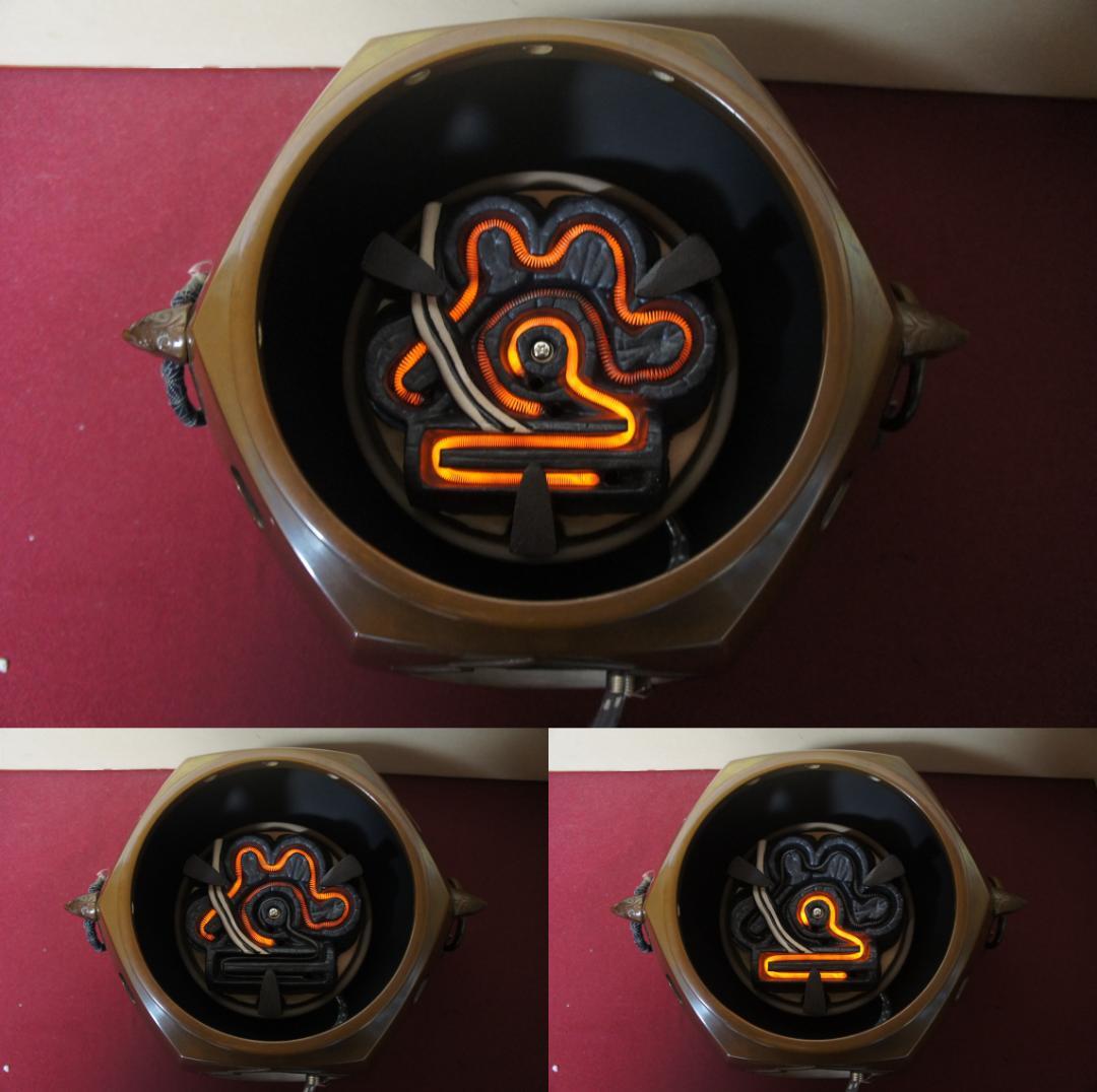 ☆美品 未使用 在銘真形釜添え 唐銅六角風炉 500W電熱器(可変)送料込み