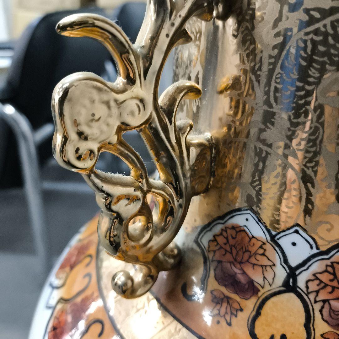 中華風★山水画装飾の大きな陶磁器壺★幅30センチ★高さ80センチ★たのメル発送