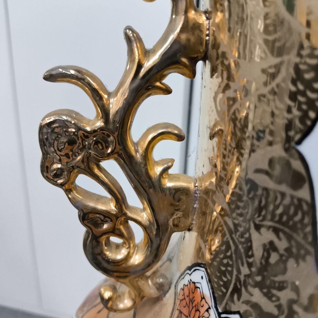 中華風★山水画装飾の大きな陶磁器壺★幅30センチ★高さ80センチ★たのメル発送