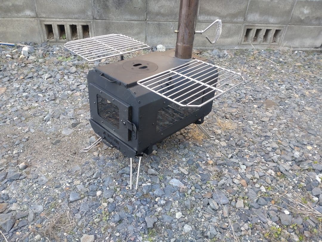 VASTLAND 薪ストーブ クッキングストーブ 耐熱ブラック塗装 3面ガラス窓