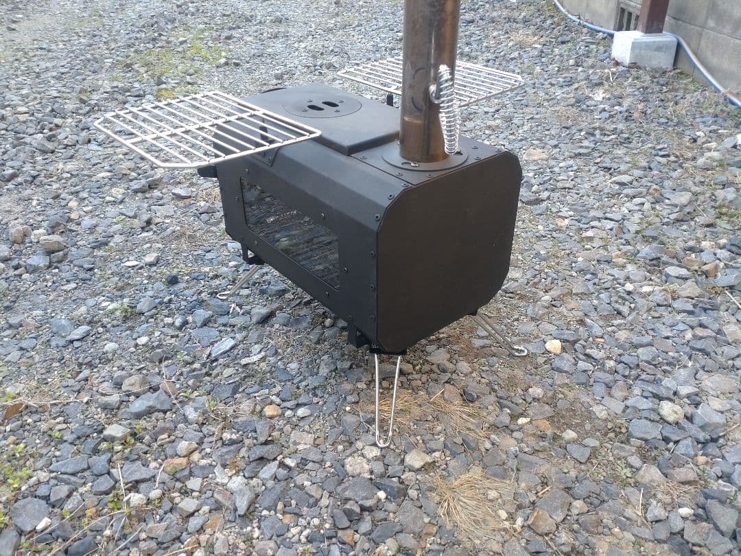 VASTLAND 薪ストーブ クッキングストーブ 耐熱ブラック塗装 3面ガラス窓