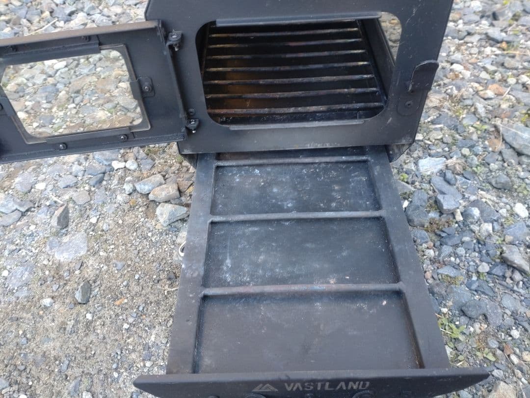 VASTLAND 薪ストーブ クッキングストーブ 耐熱ブラック塗装 3面ガラス窓