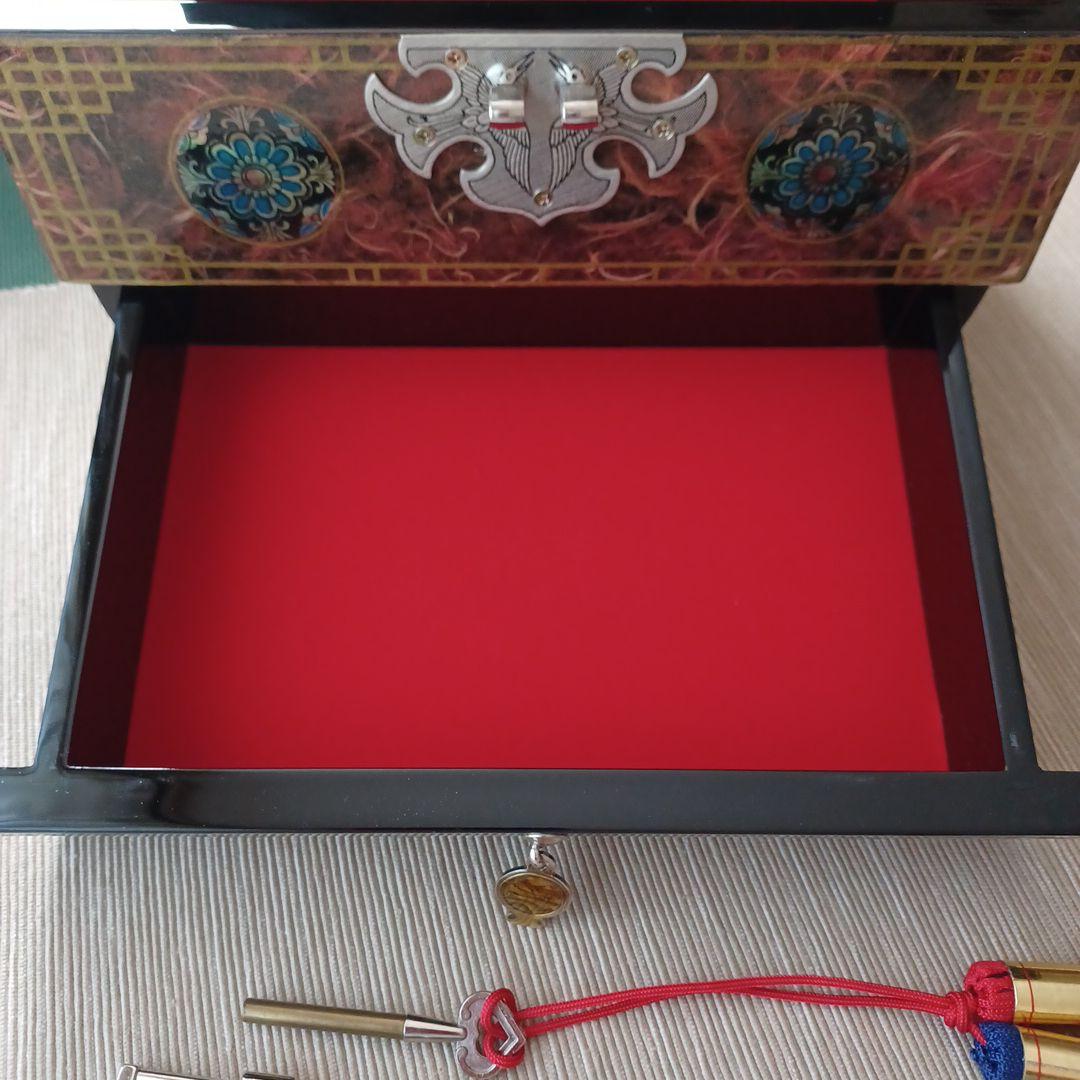 宝石箱　小物収納　螺鈿細工 漆器　工芸品　鏡付き