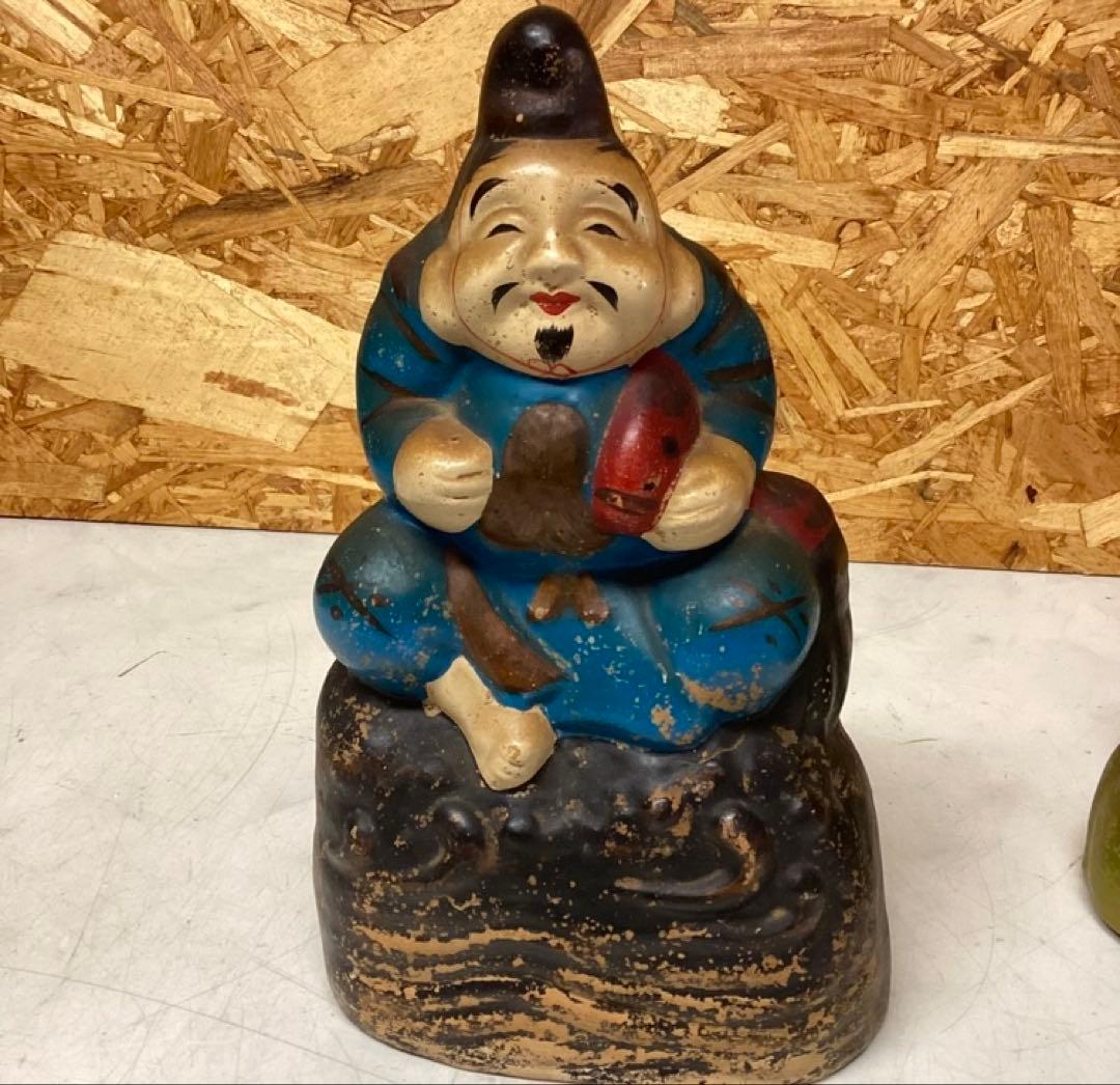 えびす弁天愚 置物 工芸品 開運 縁起物（O96）
