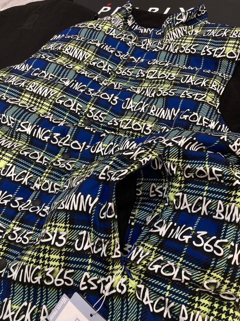 新品 パーリーゲイツ ジャックバニー リバーシブル中綿ベスト(5)L/ライム