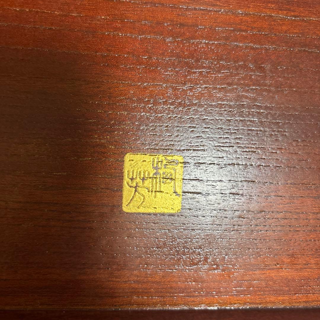 会津塗　木製盆 花の蒔絵　落款あり