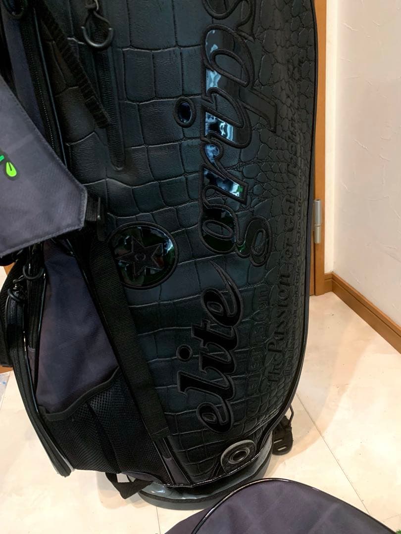 希少　美品　完売　エリート　ブラックリミテッド　スタンドキャディバッグ　クロコ