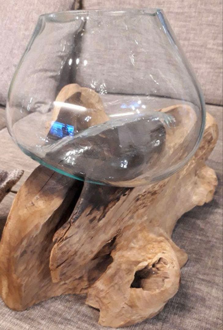 【送料込み】流木ガラスオブジェ