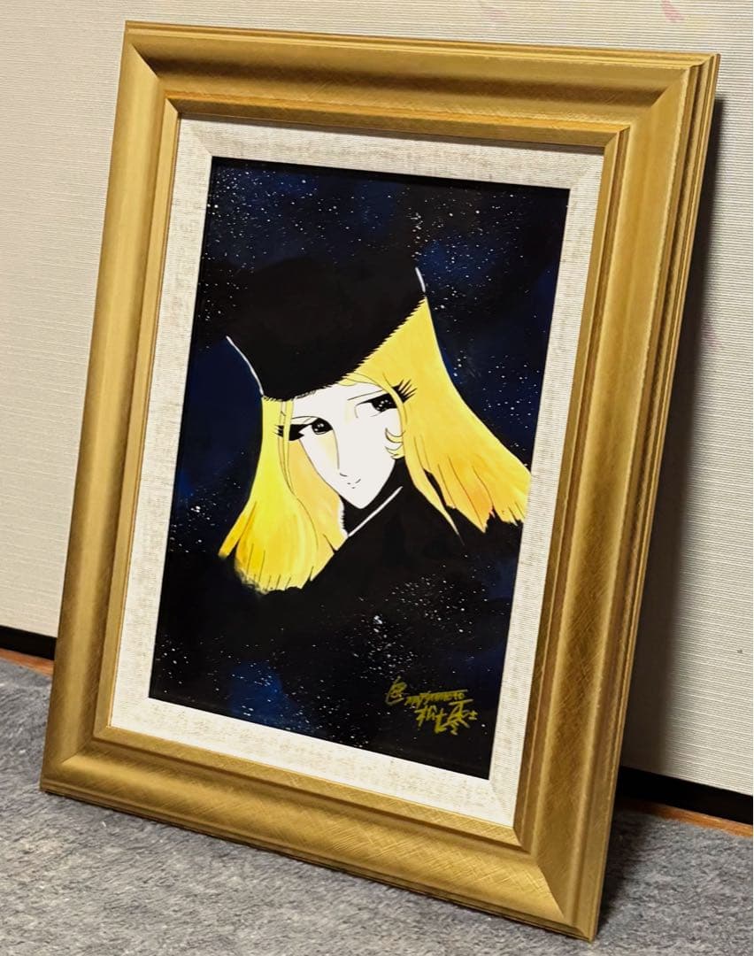 【F4号】手描き油彩　松本零士【銀河鉄道999】額縁　未使用額　サイン　メーテル