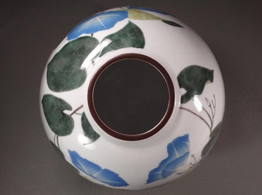 釉描色絵西洋朝顔文壷 高さ37cm 大壺 【堀内淳吾】秀逸作