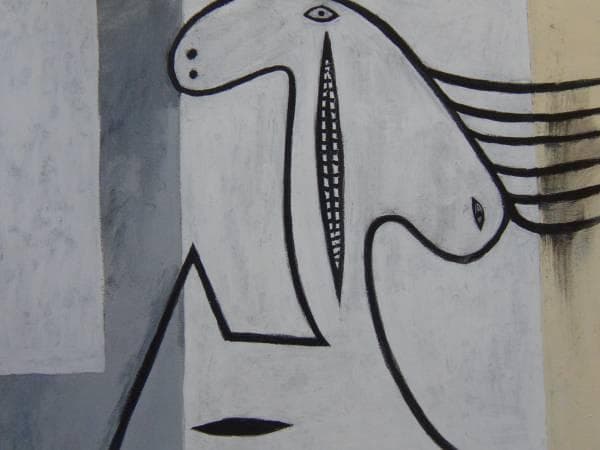 パブロ・ピカソ、【白い背景の裸婦】、希少画集画、新品高級額・額装付