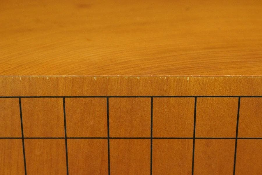 囲碁 碁盤 本榧 良木目 足付 総高26.7cm 厚み15cm 良品(A266)