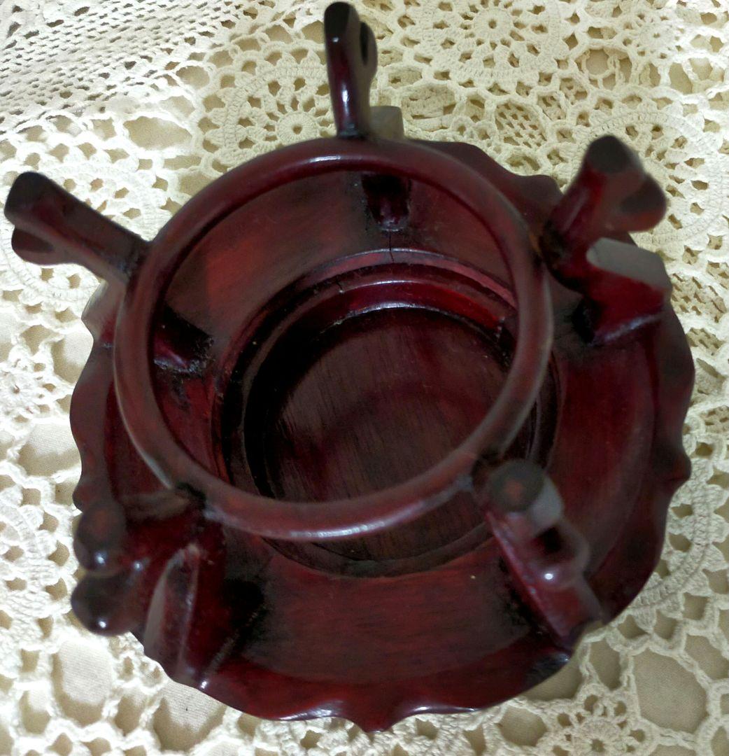 特価セール✨中国伝統工芸品　高級唐木紫檀　蓮花台座　花台　香炉台　訳あり