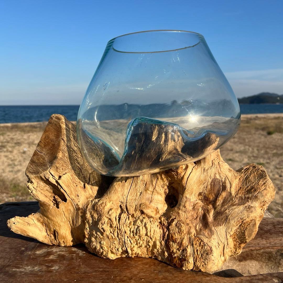 流木ガラス オブジェ超特大J 花瓶 金魚鉢 水槽 テラリウム 観賞魚 メダカ容器