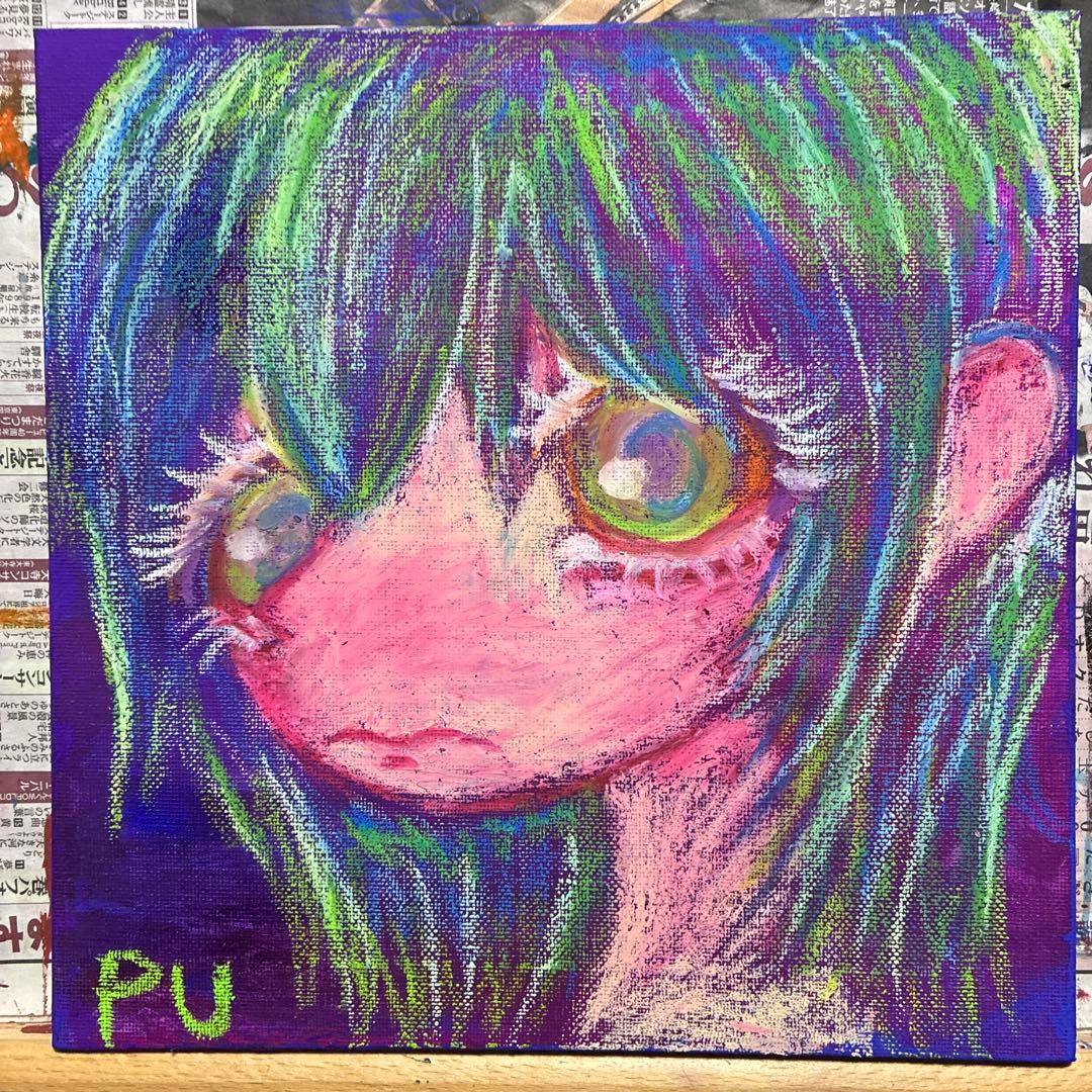 パステル画 アート イラスト クレヨン 一点物 病みかわいい 闇かわいい 原画