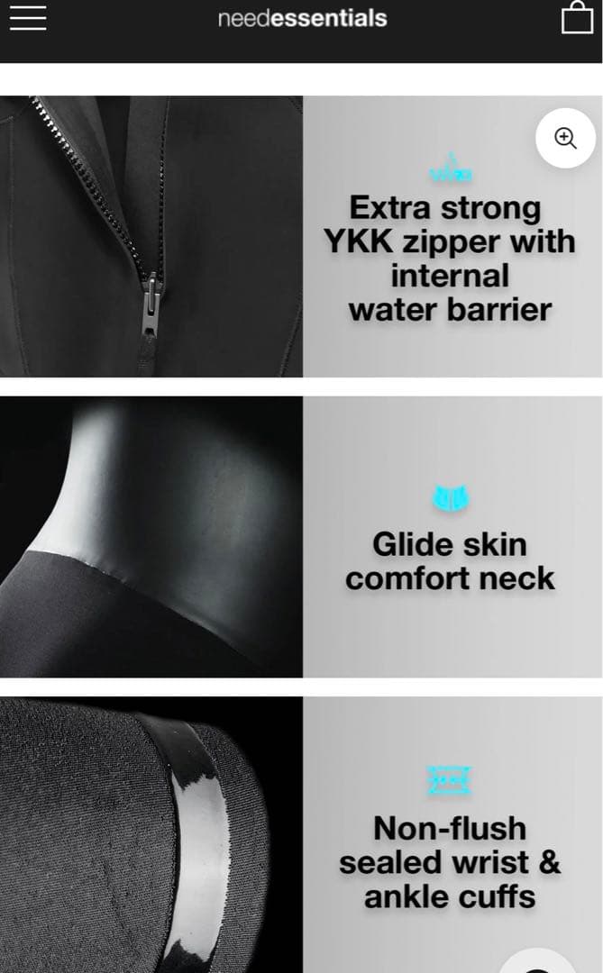 Need essencials 3/2mm ジップウェットスーツ黒レディース8