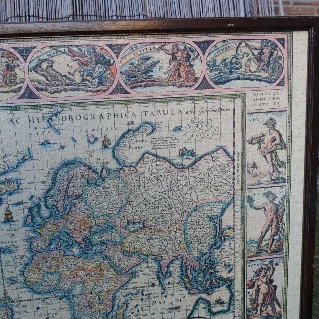 ジグソーパズル　中世世界地図　中古　額付き