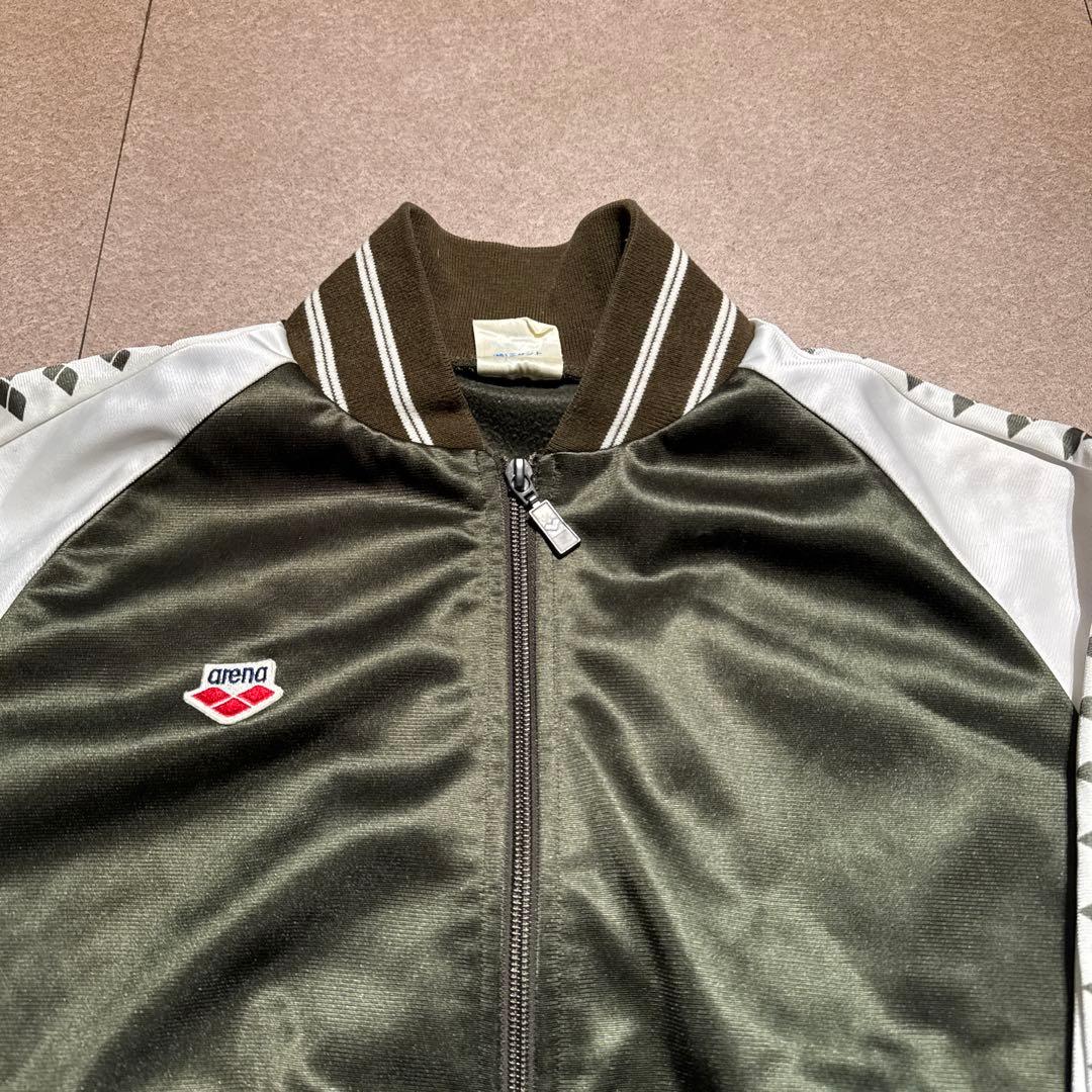 Arena 上下セットアップ　ジャージ　カーキ　白　ビンテージ 90s S